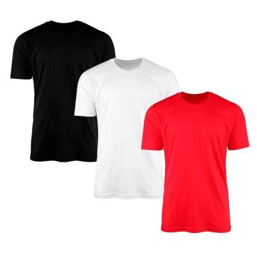Imagem de Kit 3 Camisetas Masculina Lisa Básica 100% Algodão-Masculino