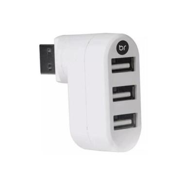 Imagem de Hub Usb 3 Portas 2.0 Branco Plug Giratório Bright Para Computador Note