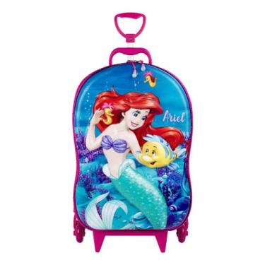 Imagem de Mochila De Carrinho Rígida Pequena Sereia em 3d Infantil - Diplomata, 