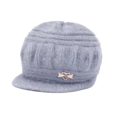 Imagem de Gorro De Inverno Feminino Em Fleece Coral, Tricotado, Quente, Com Dupl