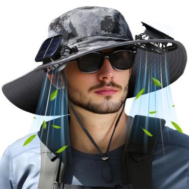 Imagem de Chapéu de ventilador solar NewRiu UPF 50+ Wide Brim Camo Grey