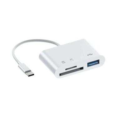 Imagem de Adaptador OTG Tipo C 3 Em 1 Hub USB Multiportas Leitor De Cartão De Me