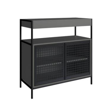 Imagem de Armário Gabinete de Banheiro 80cm Estilo Industrial com 2 Portas P1038