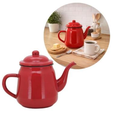 Imagem de Bule Esmaltado Vermelho Prime Tradicional 1000ml Café ou Chá - Tuut - 