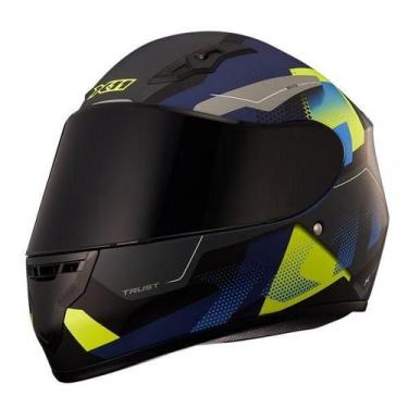 Imagem de Capacete X11 Trust Pro Transit com Viseira Extra Integral, Azul e Amar