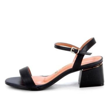 Imagem de Sandália Vizzano Ankle Strap Tira Fina Salto Grosso Casual, 37, Preto