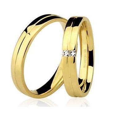 Imagem de Par De Aliança Casamento De Ouro 18k Com 3mm E Diamantes - mcosta joia