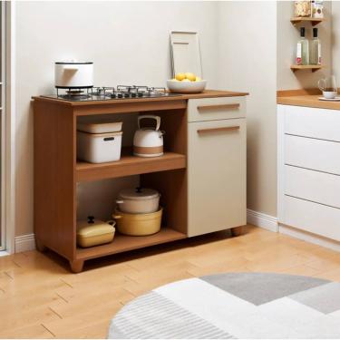 Imagem de Balcão Chicago Para Cooktop 4 Bocas 1 Porta e 1 Gaveta - kaiki