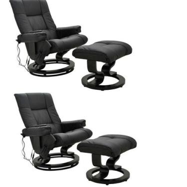 Imagem de Conjunto 2 Poltronas de Massagem com Apoio para Pés Minnesota Preto - 