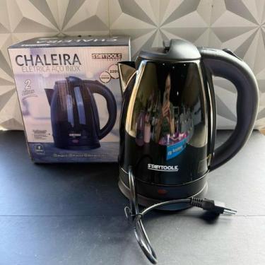 Imagem de Chaleira jarra elétrica de inox preta 220V com base removível recarreg