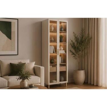 Imagem de Cristaleira Sala Jantar Allure c/ 2 Portas 1 Gaveta e c/ LED 70cm Jequ
