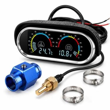 Imagem de Termômetro Voltímetro Digital LCD Relógio Automotivo 12V 24V - BBACOME