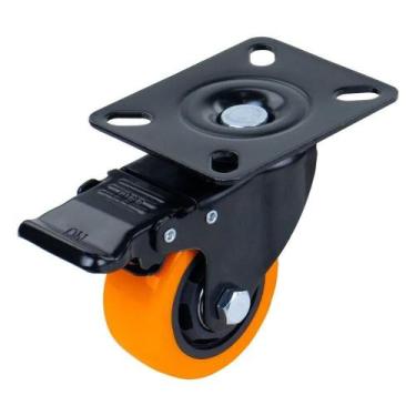 Imagem de Rodízio de Poliuretano Worker Giratório com Freio 125MM 125KG Laranja