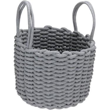 Imagem de Cesta Home&Co 22x28cm Tecido Cinza Organizador Multiuso para Casa e Cl