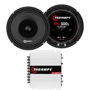 Imagem de Kit Par Alto Falante FH 300S 150W RMS 4 Ohms e Módulo Taramps TS400X4