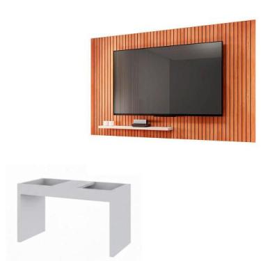 Imagem de Conjunto Sala de Estar Painel Sun + Mesa Book Caemmun, Freijo/off whit