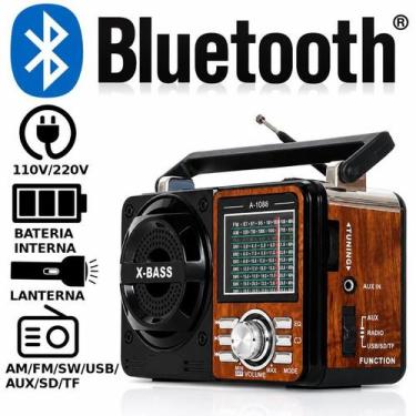 Imagem de Radio Portatil Am e fm A Pilha Retro Vintage Antigo Recarregavel Com B