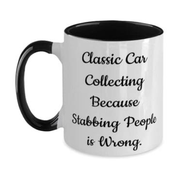Imagem de Epic Classic Car Collecting Gifts, Classic Car Collecting Because Stabbing People is Wrong, Classic Car Collecting Two Tone 325 ml Caneca de