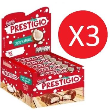Imagem de Kit 3 Caixas Chocolate Nestlé Prestígio C/30x33gr = 90un
