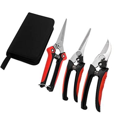 Imagem de Baugger Tesouras de poda,3 peças tesoura de poda para aparar árvores de jardinagem podador manual tesoura de podar cortador de galhos de aço inoxidável