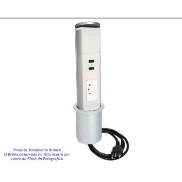 Imagem de Mini Torre Totem Manual 1 Tomada 20a 2 Usb - Branca