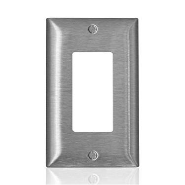Imagem de Leviton SLJ82-C00 C-Series 1-Gang Decora placa de parede intermediária, tipo 430, aço inoxidável