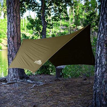 Imagem de Swiss Outdoors Lona de chuva | Capa impermeável para abrigo de barraca | Configuração leve e fácil para rede, mochila ou equipamento de acampamento | Qualidade premium 3,6 x 2,7 m |, verde exército