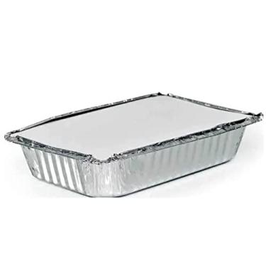 Imagem de TAJODE - Bandeja Marmitex Forma Alumínio Retangular | 500ml | 100 UN - Prata - Simples - Seguro para bistrô