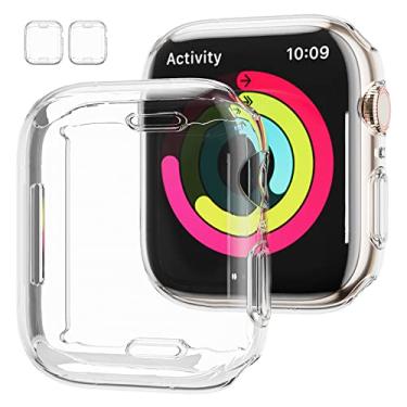 Imagem de [2 unidades] Capa protetora de tela para Apple Watch Series 7 de 41 mm, JZK, capa protetora de TPU (poliuretano termoplástico) fina e macia para Apple Watch Series 7, acessórios de 41 mm, transparente + transparente