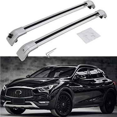 Imagem de UDP-Auto 2 peças adequadas para Infiniti QX30 2017 2018 2019 2020 Rack de trilho de teto de alumínio com trava barras transversais Bagagem Bagagem Bagageiro – Todo prateado