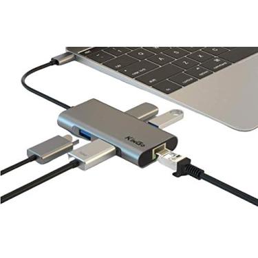 Imagem de Adaptador Hub Macbook Pro/Air Usb C Tipo C USB3.0 Hdmi 4k Rj45 Kingo T1014