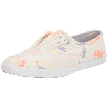 Imagem de Keds Tênis feminino de sarja Chillax Splatter, branco/pêssego, 38, Branco/pêssego
