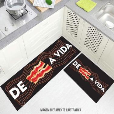 Imagem de Tapete De Cozinha Personalizado Conjunto De Bacon A Vida - Criative Gi