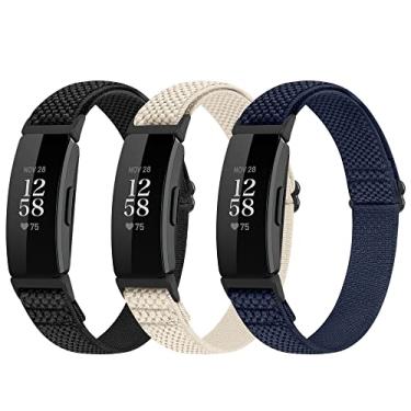 Imagem de Huamanlou Pulseiras esportivas de nylon elásticas ajustáveis compatíveis com Fitbit Inspire 3/Inspire 2/Inspire/Inspire HR/Ace 2/Ace 3, pulseiras de substituição de alças elásticas de laço macio para