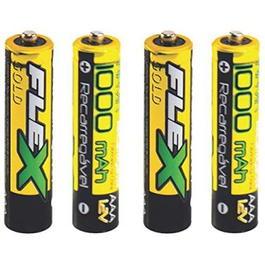 Imagem de Pilha Recarregavel FLEX AAA com 4 Pilhas 1000 MAH