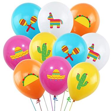 Imagem de 50 balões de festa de taco da Fiesta para festivais de carnaval mexicano, decorações de festa de casamento, aniversário, chá de bebê