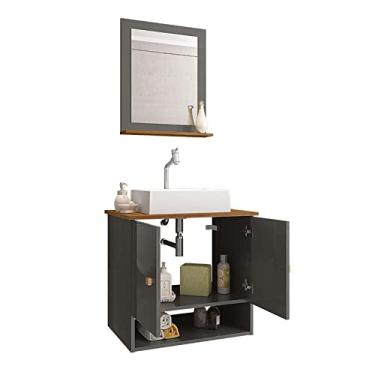 Imagem de Gabinete Banheiro Deli Cuba Torino Bco Torneira DL08 Val ABS Cor: Titanium/Nature