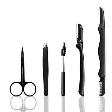 Imagem de Eyebrow Razor, 5 in 1 Eyebrow Kit, Professional Eyebrow Grooming Set, Eyebrow Trimmers Set for Women and Men, Including Brow Razors Trimmer, Brush, Eyebrow Scissors, Slant Tweezers