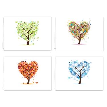 Imagem de Pacote de figurinhas sortidas Seasons of Life – Conjunto de 24 cartas – 4 desenhos em branco dentro – com envelopes brancos (54043)