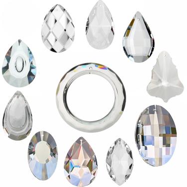Imagem de H&D 11 peças de lustre de cristal transparente lâmpada de iluminação pingentes, esferas, prismas, prismas, peças de prismas de vidro, apanhador de sol, decoração de casa/casa