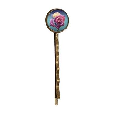 Imagem de Rosa escuro rosa escuro flor fraca retrô metal cabelo grampo chapéu