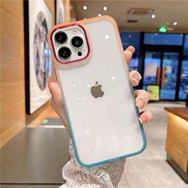 Imagem de Capa protetora de vidro gradiente de luxo para iphone 11 pro max proteção de câmera de metal transparente capa traseira para iphone 13 pro max 12pro, laranja azul, para iphone 13 pro