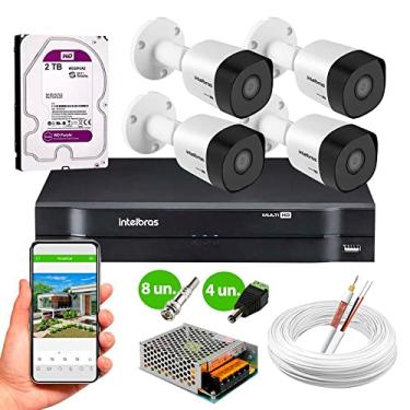 Imagem de Kit 4 Câmeras de Segurança Intelbras HD 720p 30m Infra VHD 3130 B G6 Metal + DVR Intelbras + HD 2TB