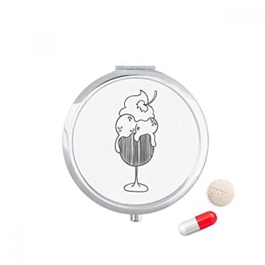 Imagem de Black Outline Porta-comprimidos de sorvete de cereja, caixa de armazenamento de remédios