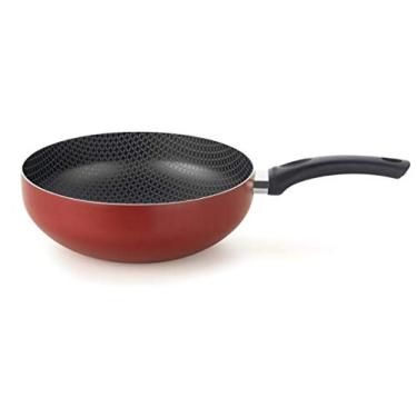 Imagem de Frigideira Wok 24 Centímetros com Cabo Vermelho Aluminio Antiaderente Linha Paprika Multiflon