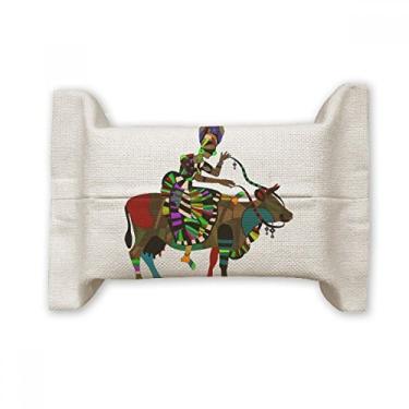 Imagem de Bolsa de linho de algodão para lenços faciais com totem de vestir minoritária de vaca