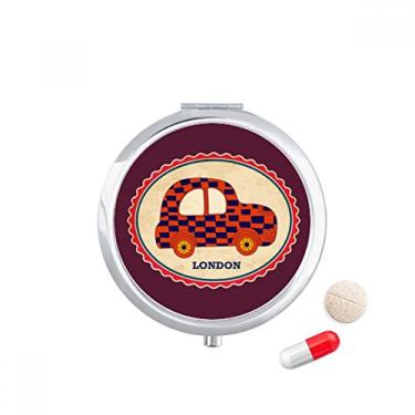 Imagem de Little car UK London Carimbo britânico porta-comprimidos, caixa de armazenamento de remédios dispensador de recipiente