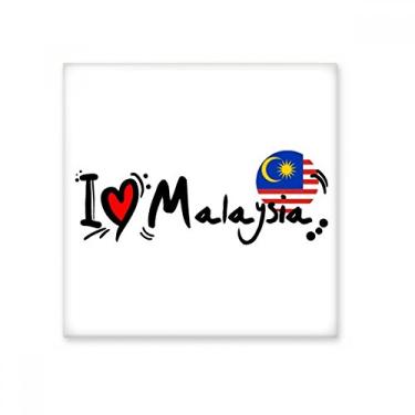 Imagem de I Love Malaysia Bandeira da Palavra Amor Ilustração Coração Cerâmica Azulejo Brilhante Decalque Pedra Adorna Tijolo Vitrificado