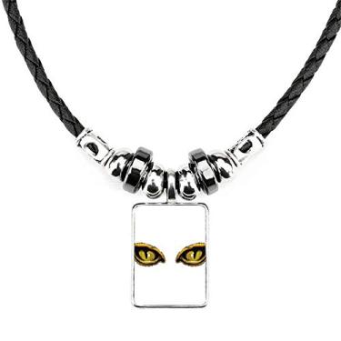 Imagem de DIYthinker Colar de decoração de olho de gato com desenho animado, joia com torque, pingente de corda de couro