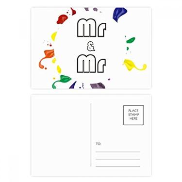 Imagem de LGBT Cartão postal de aniversário com bandeira de arco-íris Mr & Mr